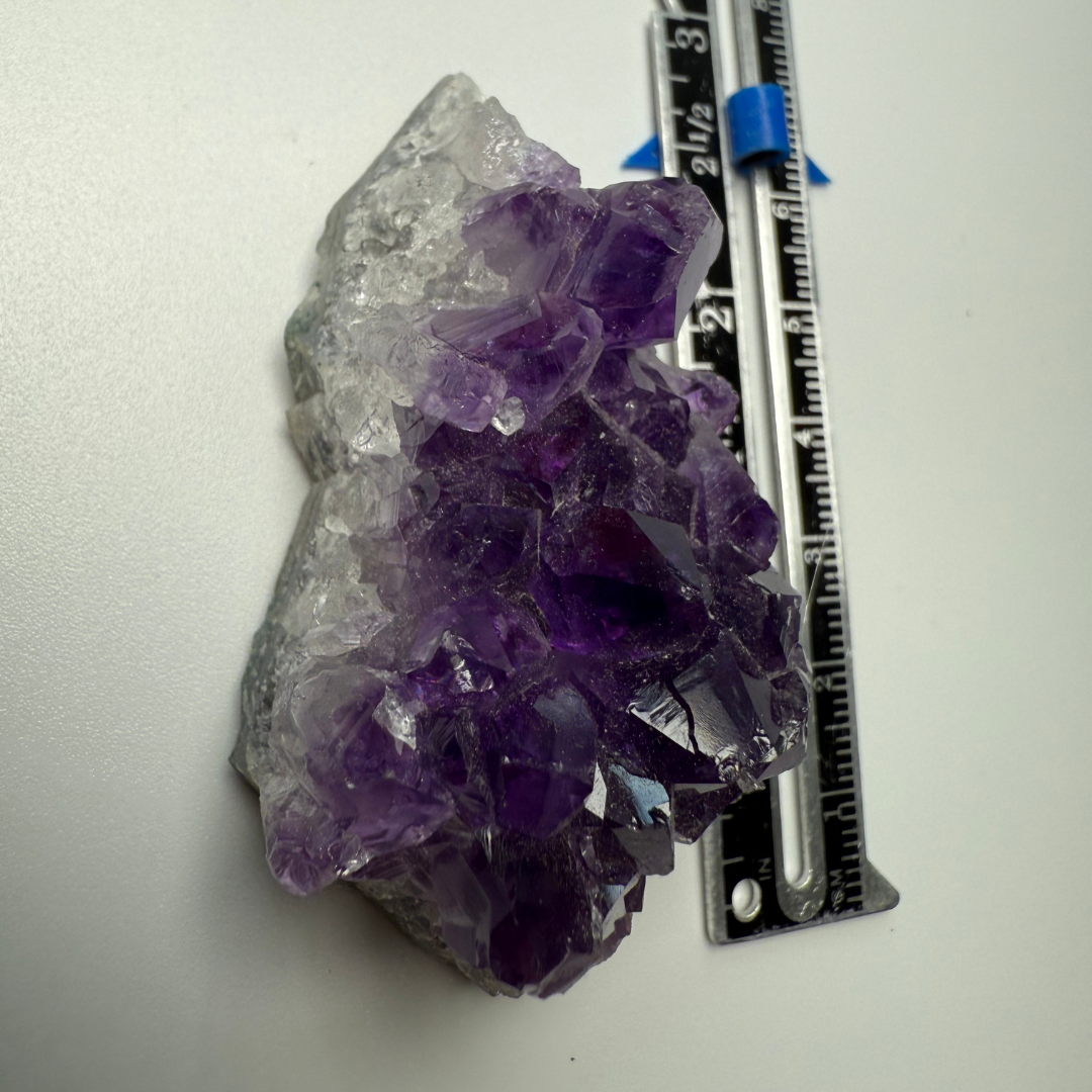 Amethyst Crystal with ruler at 2.5 inches