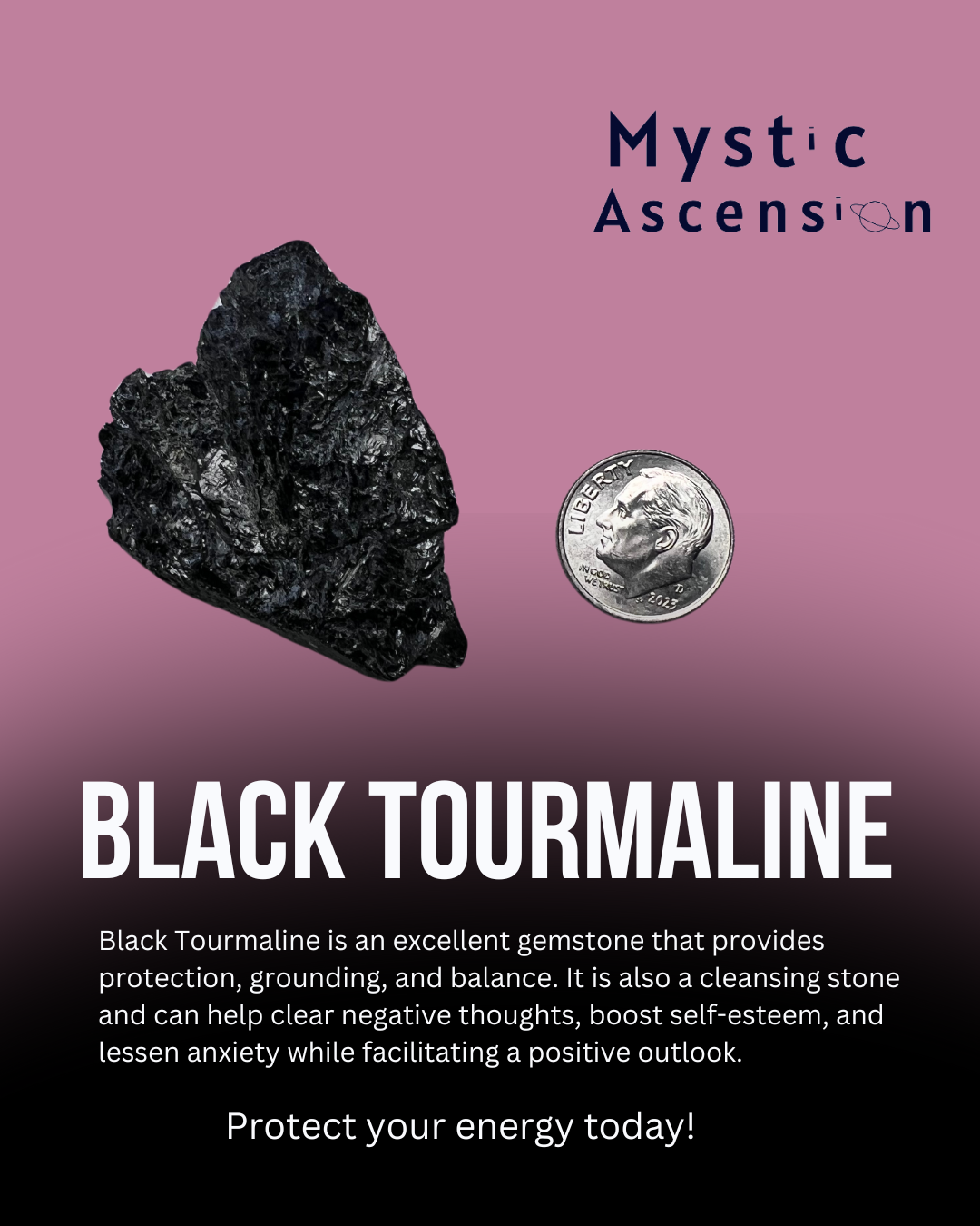 Image provides Black Tourmaline uses and meanings.