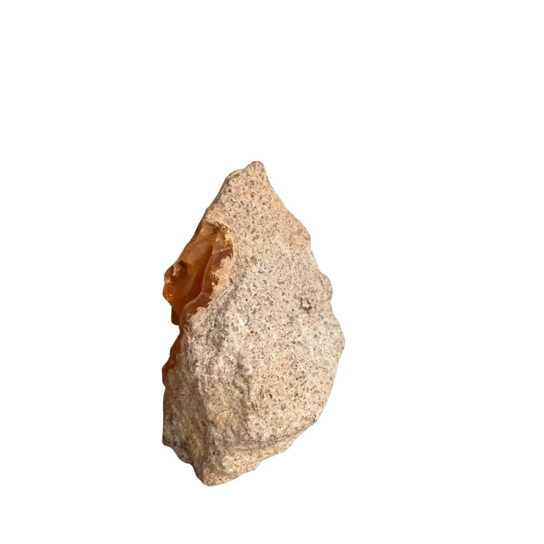 Raw Mexican Fire Opal stone on a white background