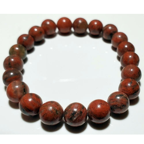 Red Jasper beaded bracelet on a white background