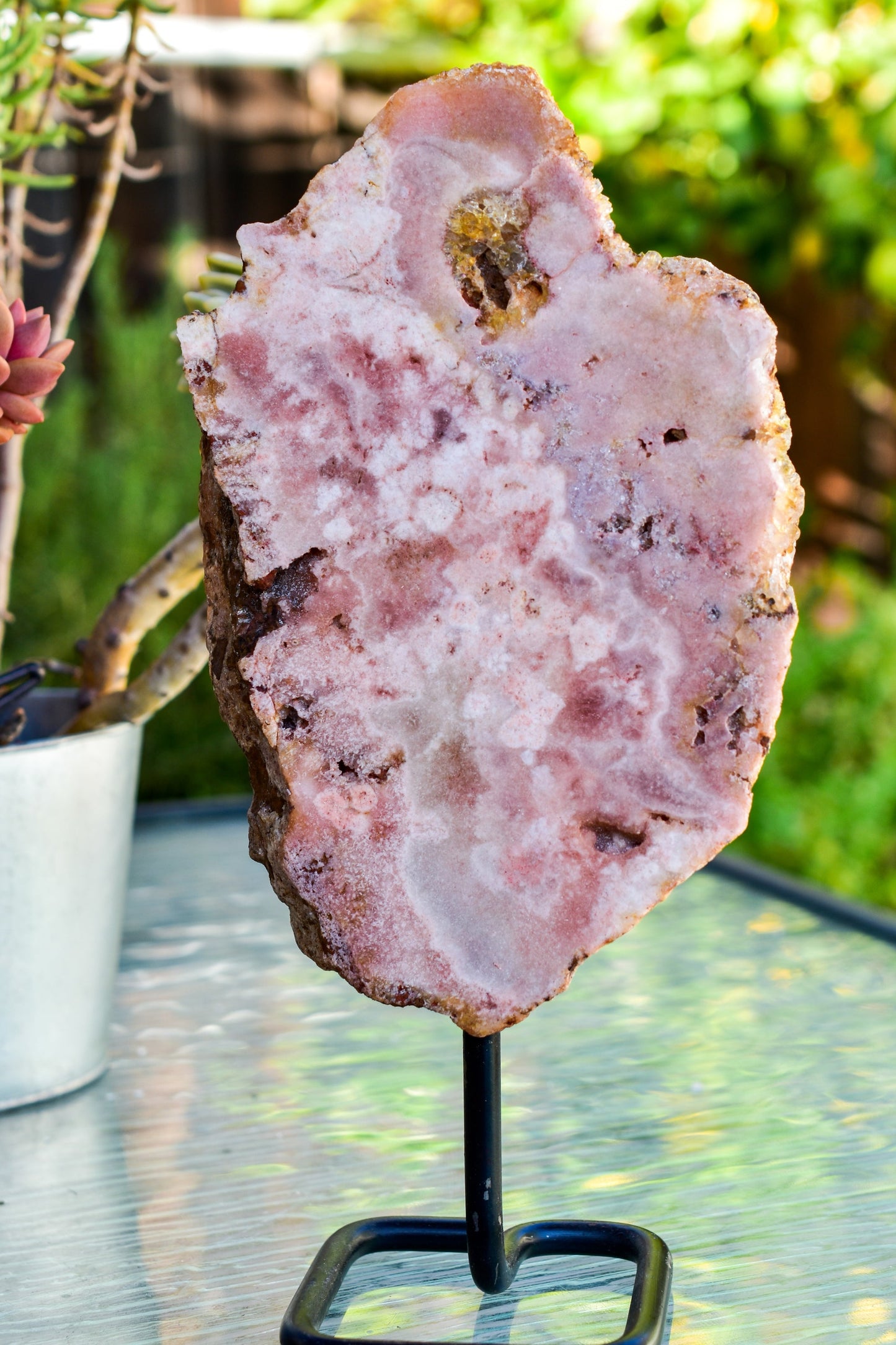 Pink Amethyst on Metal Base