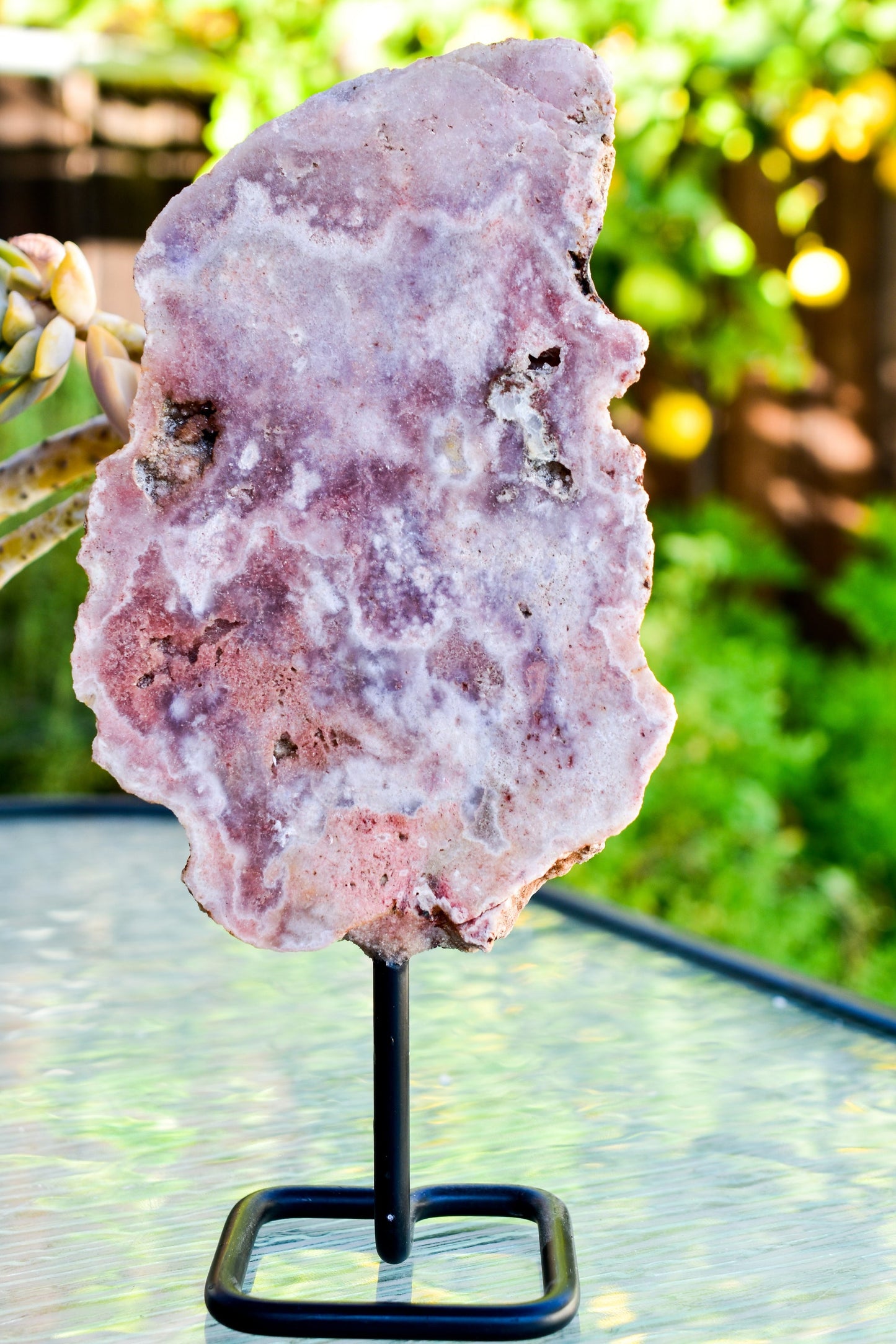 Pink Amethyst on Metal Base