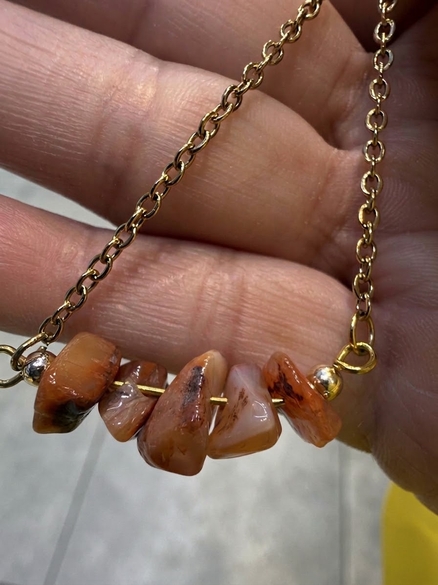 Orange Stones Necklace, Real Carnelian Crystals