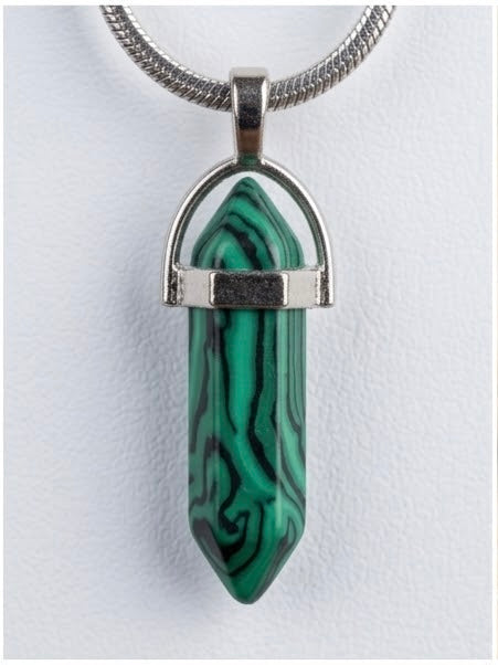 Green & Black Stripe Pendant, Healing Stone