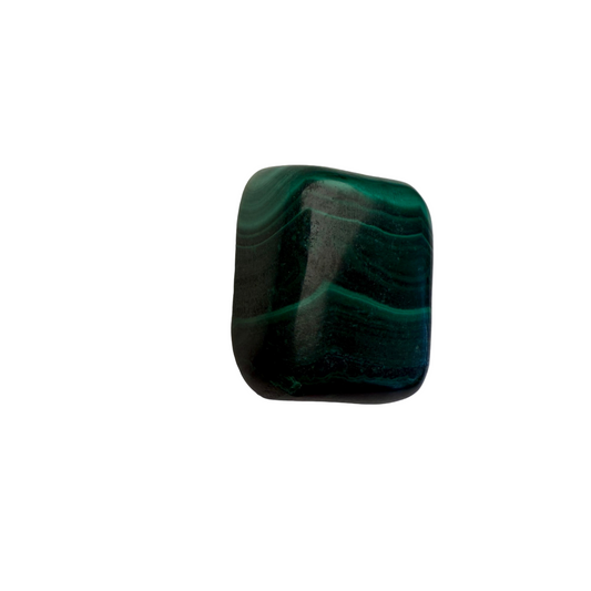 Rectangular green stone on a white background