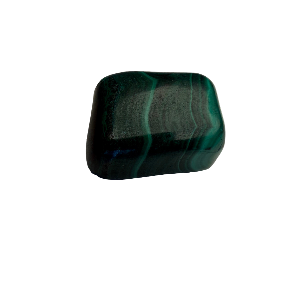 malachite Green and black marbled stone on a white background