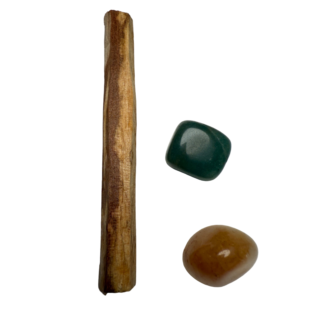 Wooden stick and two stones on a light gray background