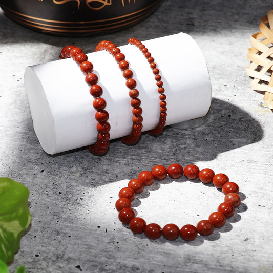 Red Jasper Round Beads Bracelet