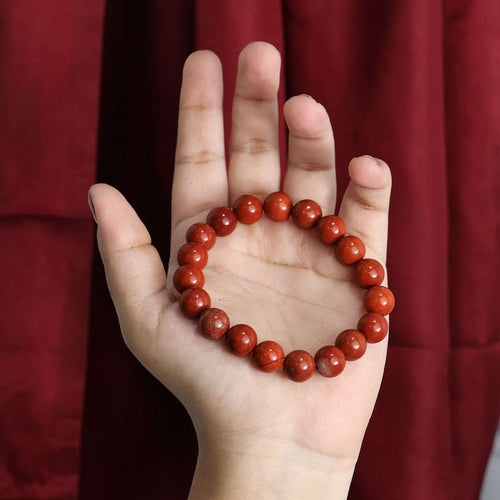 Red Jasper Round Beads Bracelet