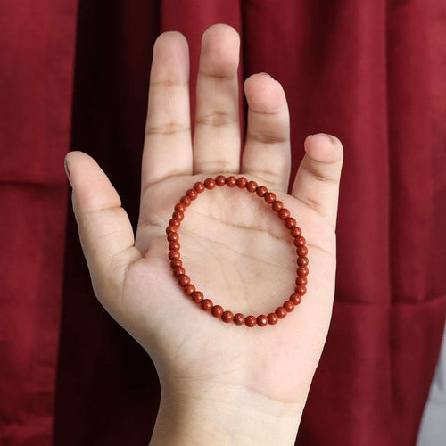 Red Jasper Round Beads Bracelet