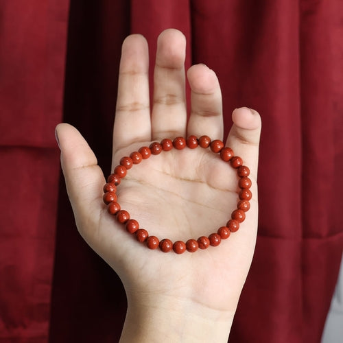 Red Jasper Round Beads Bracelet