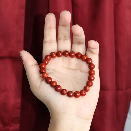 Red Jasper Round Beads Bracelet