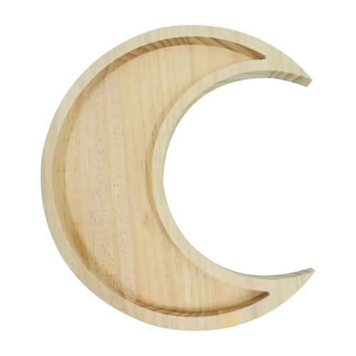 Wooden Sun & Moon Tray Decor For Crystals