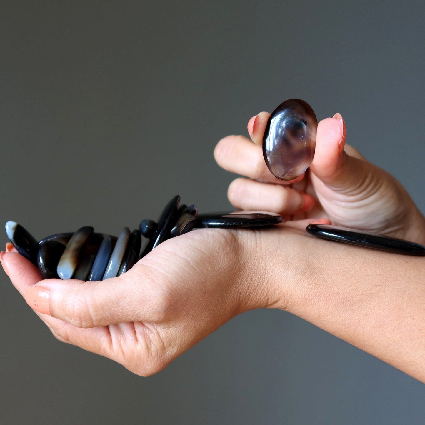 Black Agate Grid Crystal Bundle Protection Set of 18