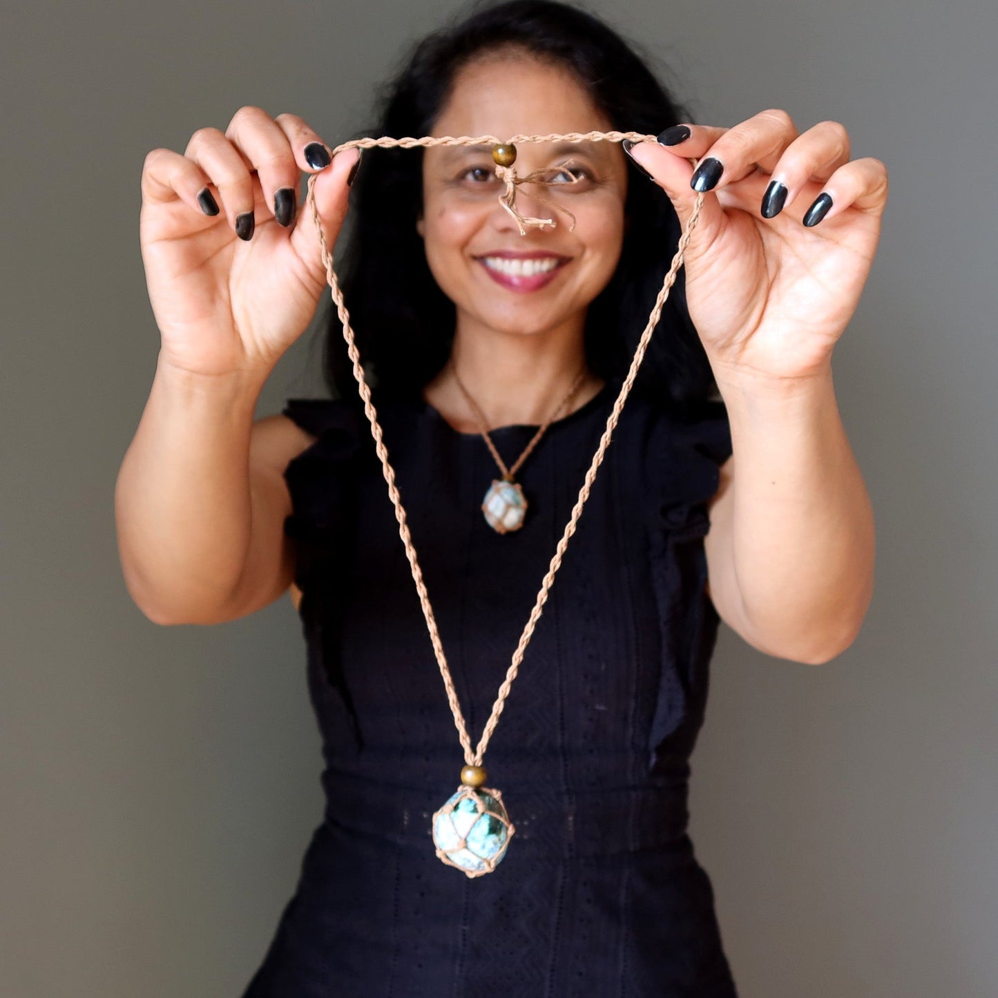 Azurite Necklace World Healer Tumbled Macrame