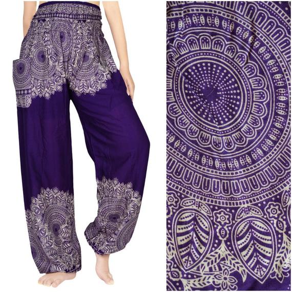 Purple Women Boho Pants