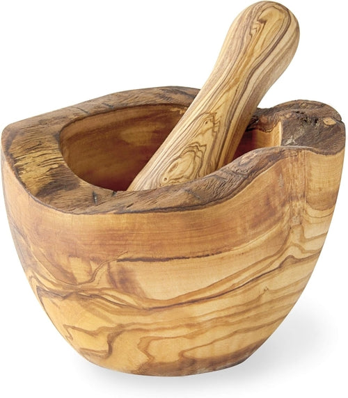 Olive Wood Rustic Mortar and Pestle