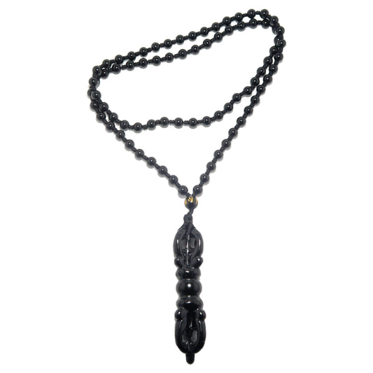 Black Obsidian Necklace Dorje Wand Guardian
