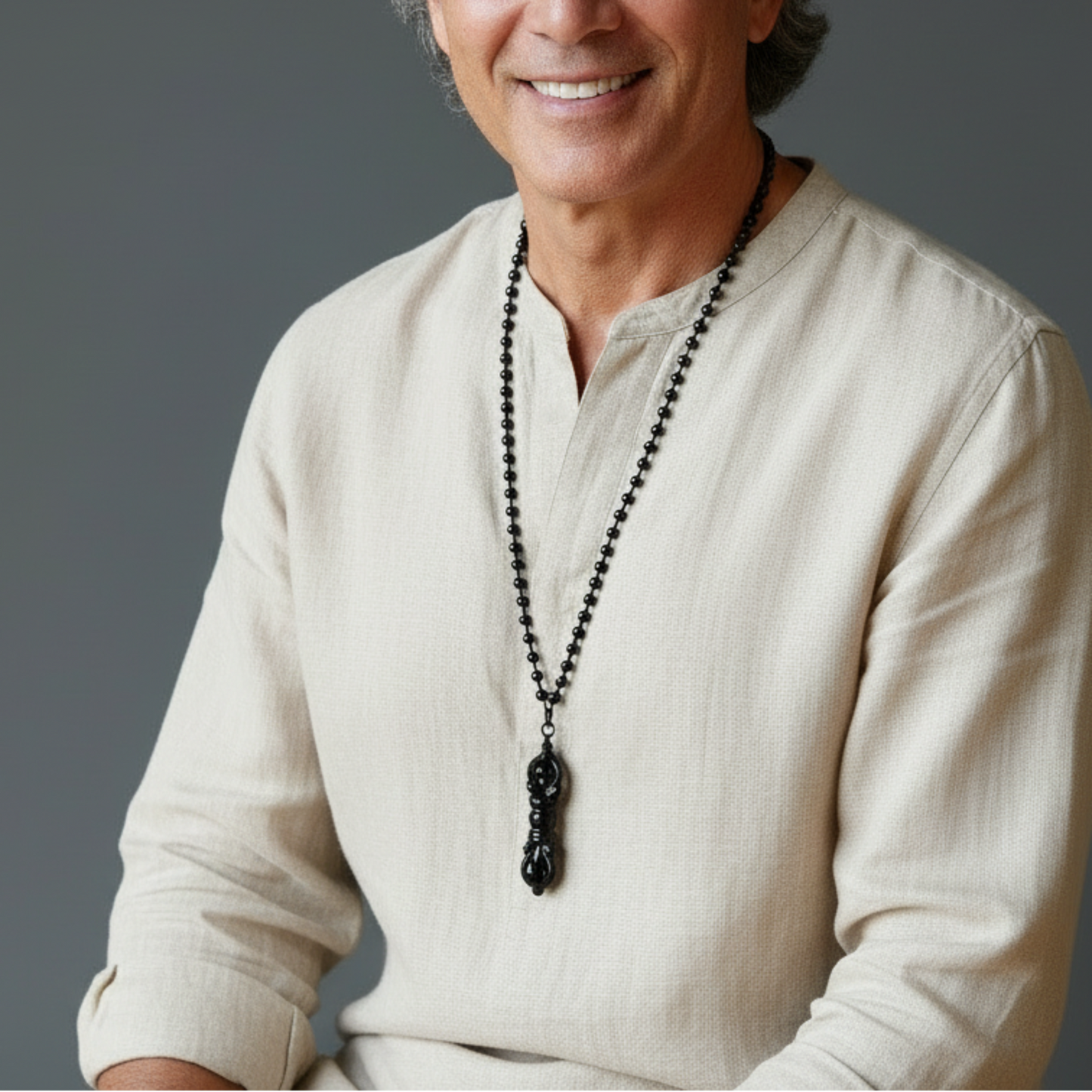 Black Obsidian Necklace Dorje Wand Guardian