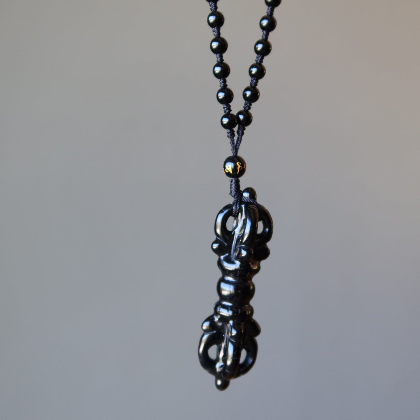 Black Obsidian Necklace Dorje Wand Guardian