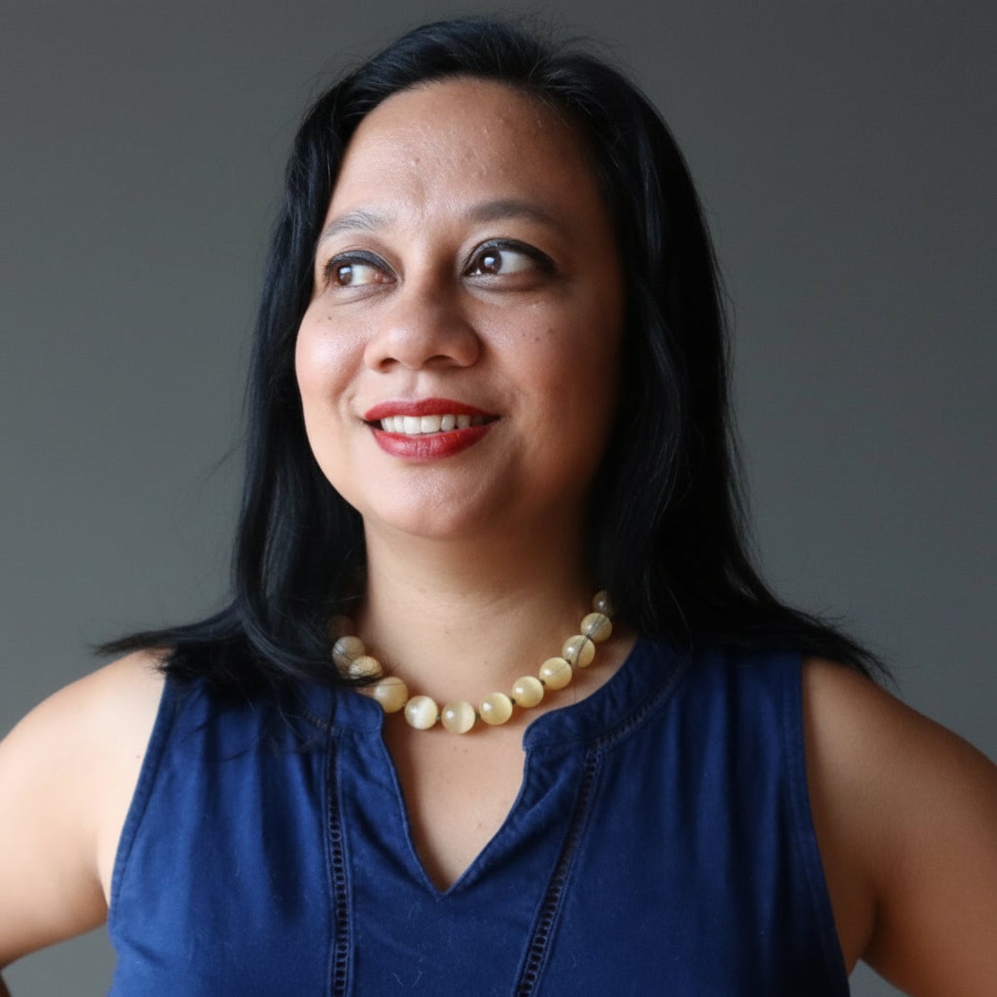 Selenite Necklace Orange Antique Beaded